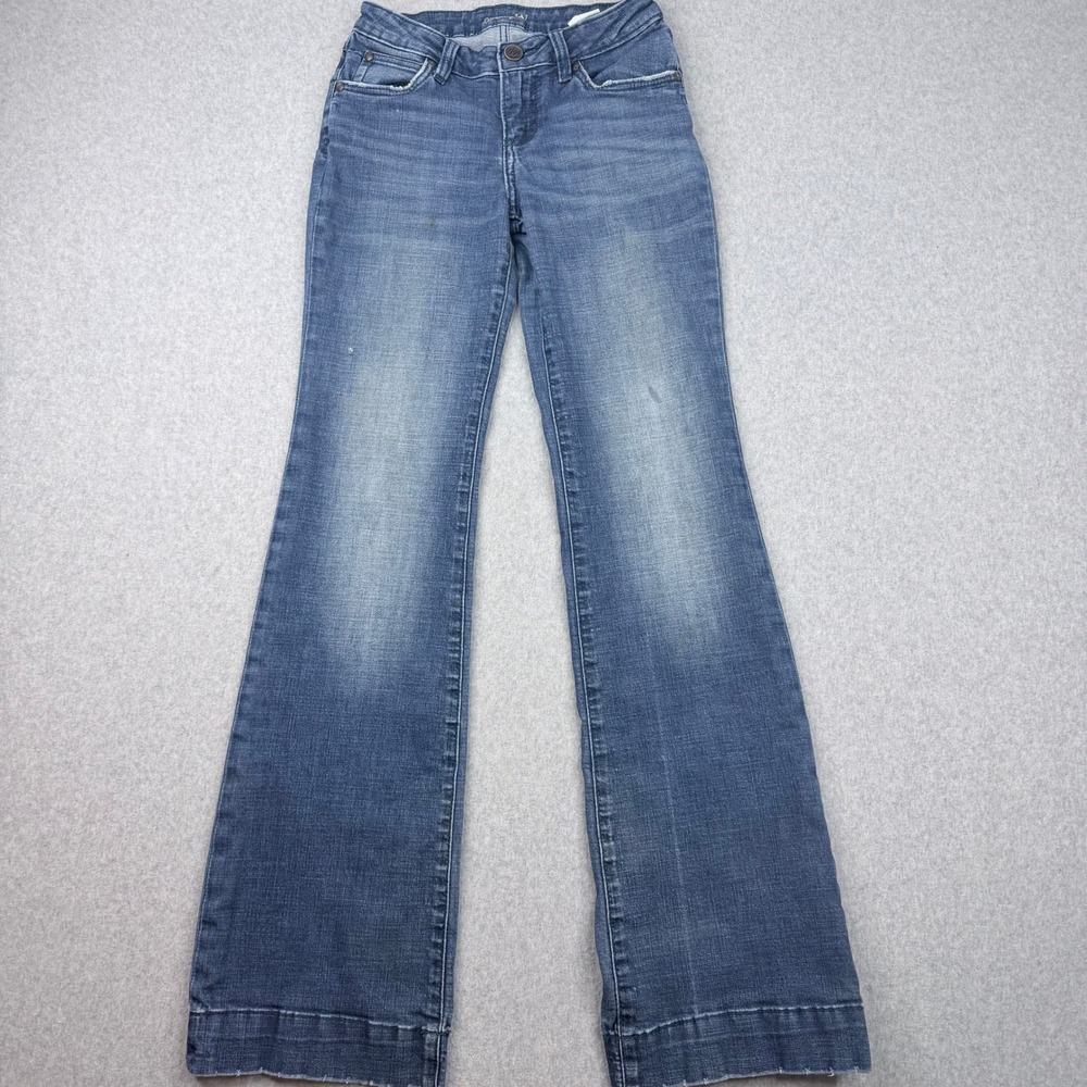 Wrangler Retro Womens Blue Flare Leg Jeans 1x36 Medium Wash Distressed 1009MWWSA